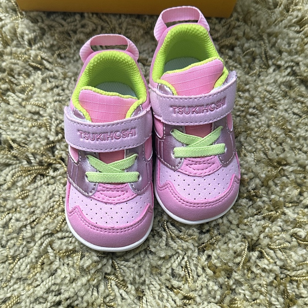 Tsukihoshi Pink and Lime Toddlers' Athletic Sneakers